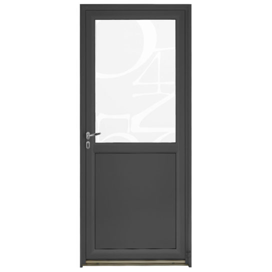 Porte d'entrée Mixte Pasquet Blason vitrage chiffres bois aluminium