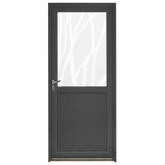 Porte d'entrée Mixte Pasquet Blason vitrage lianes bois aluminium