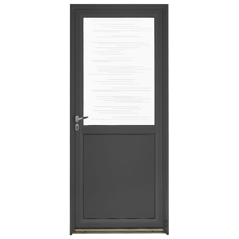 Porte d'entrée Mixte Pasquet Blason vitrage traits aluminium/bois