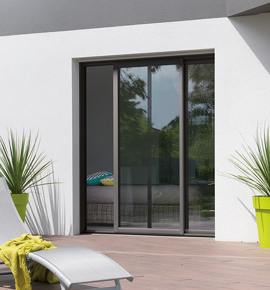 Baie vitrée coulissante aluminium empreinte 2 vantaux baie coulissante en aluminium