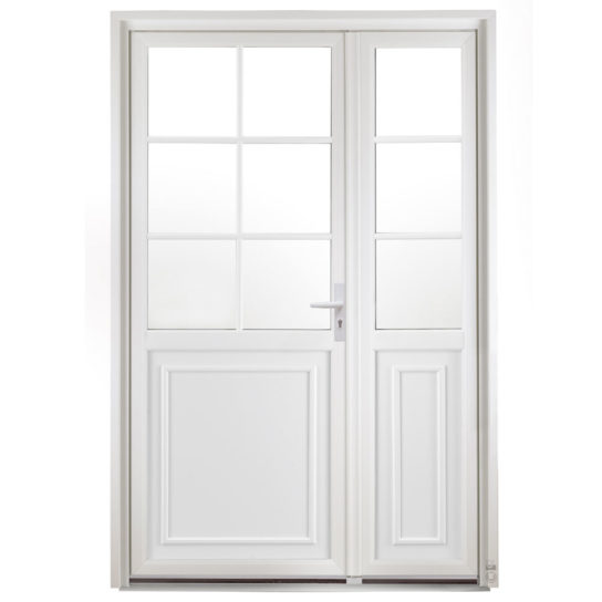 Porte d'entrée PVC Cannelle semi fixe blanc