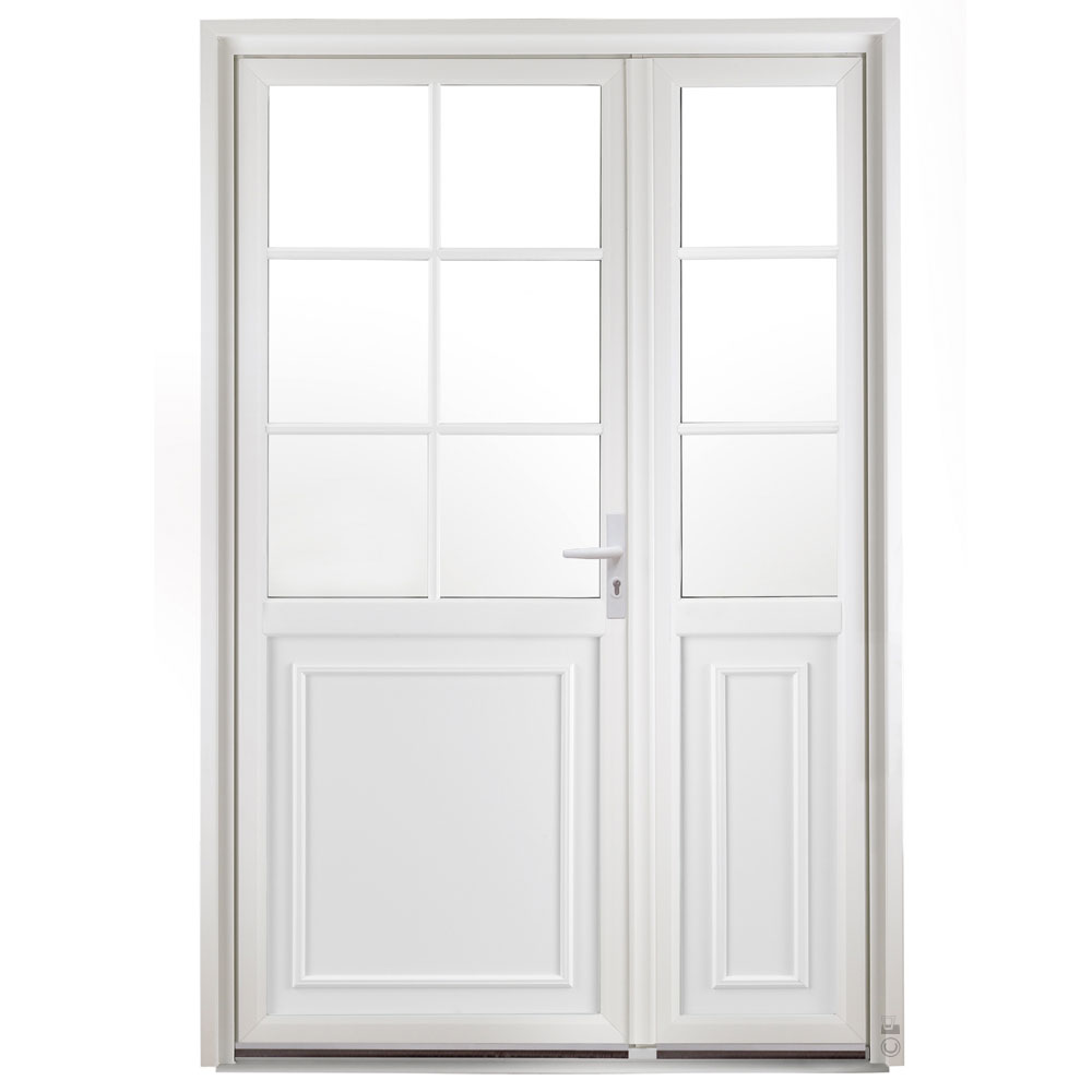 Porte d'entrée PVC Cannelle semi fixe blanc