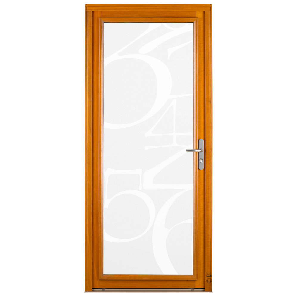 Porte d'entrée Bois Pasquet moabi vitrage chiffres extérieur