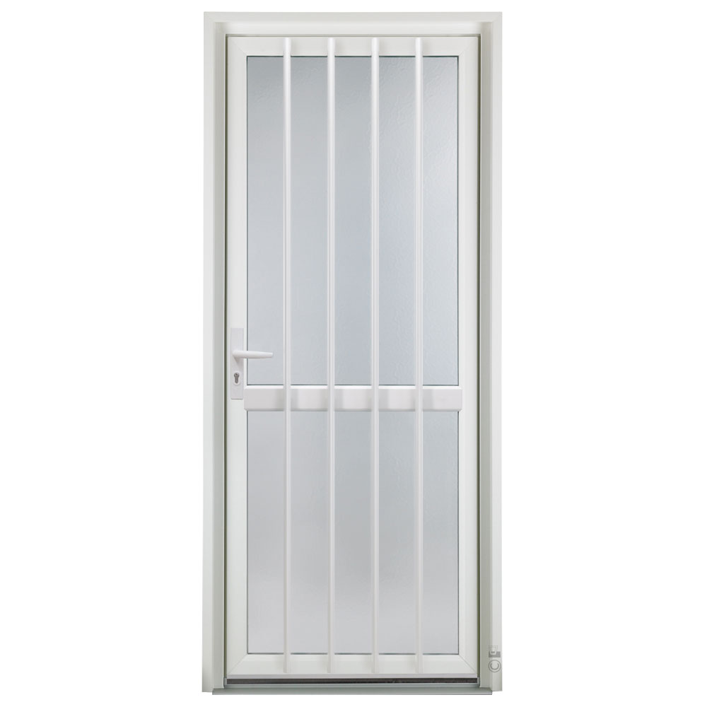 Porte d'entrée PVC Pasquet Curry vitrée avec barreaudage