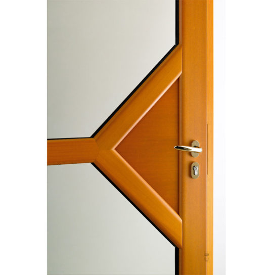 Porte d'entrée Mixte Pasquet Emblème bois alu intérieur moabi zoom