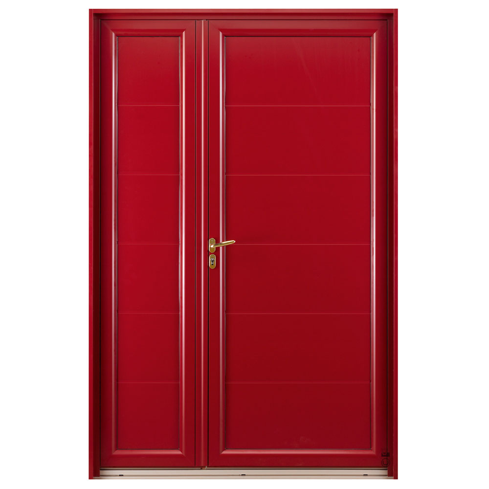 Porte d'entrée Mixte Pasquet Kappa bois alu extérieur rouge semi fixe