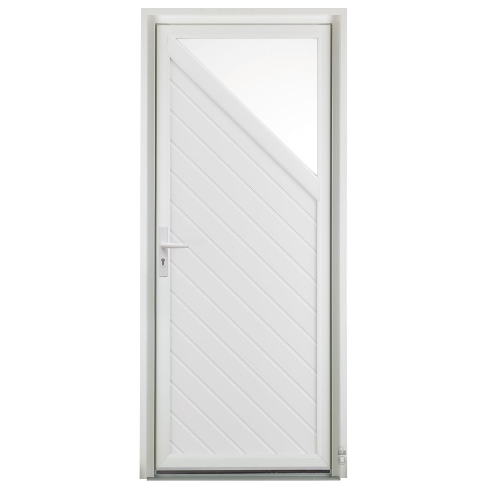 Porte d'entrée PVC Pasquet Kelvin extérieur vitrée blanc