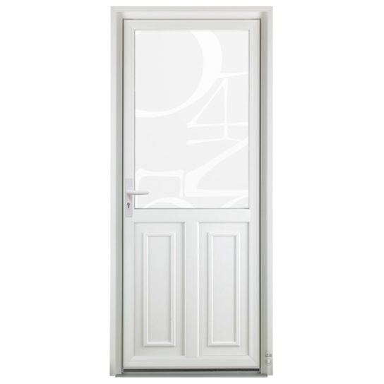 Porte d'entrée PVC Pasquet Muscade vitrée blanc vitrage chiffres