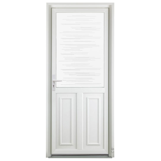 Porte d'entrée PVC Pasquet Muscade vitrée blanc vitrage traits