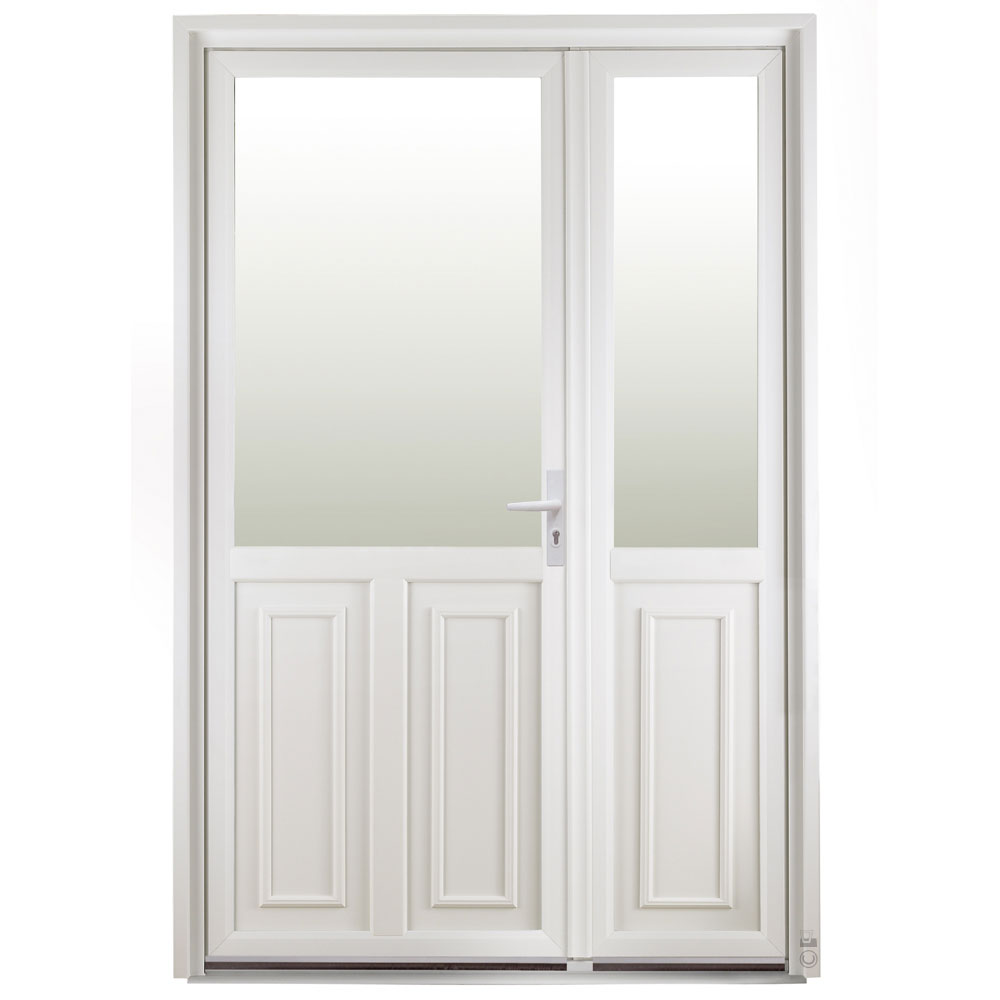 Porte d'entrée PVC Pasquet MLuscade vitrée blanc avec semi fixe