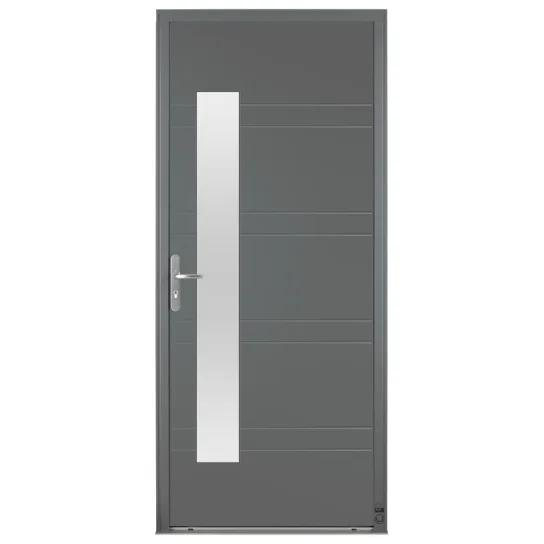 Porte d'entrée Bois Pasquet Noirmoutier extérieur gris 7016