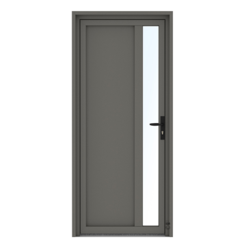 Porte d'entrée PVC Pasquet Origan marron vitrage verticale