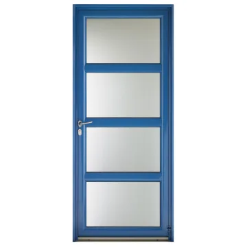 Porte d'entrée Mixte Pasquet Présage bois alu extérieur bleu