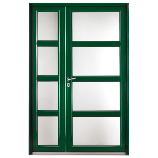 Porte d'entrée Mixte Pasquet Présage bois alu extérieur vert semi-fixe