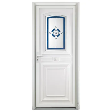 Porte d'entrée PVC Pasquet Sonate vitrage décoratif vue extérieure