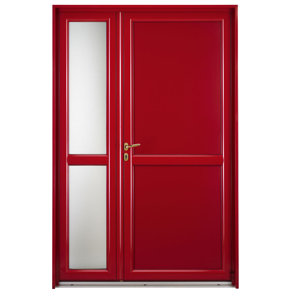 Porte d'entrée Mixte Pasquet Symbole bois alu semi fixe vitré extérieur rouge