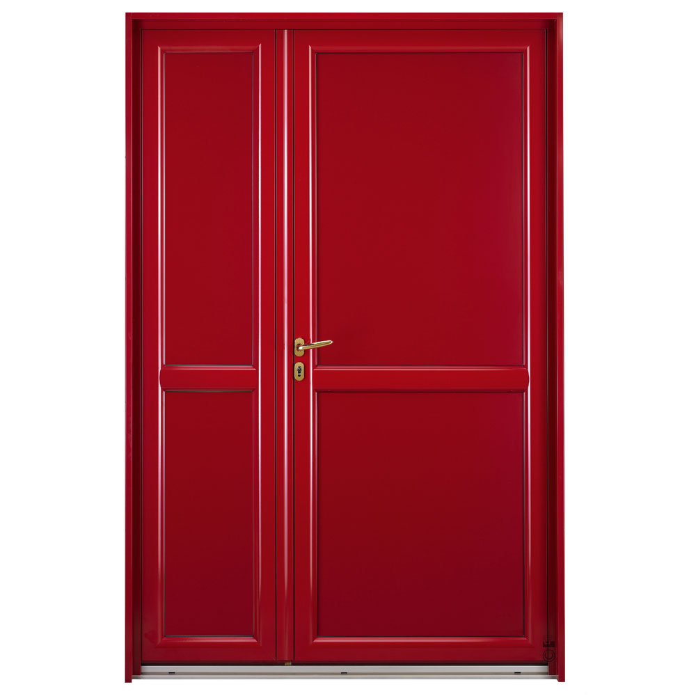 Porte d'entrée Mixte Pasquet Symbole bois alu semi fixe extérieur rouge