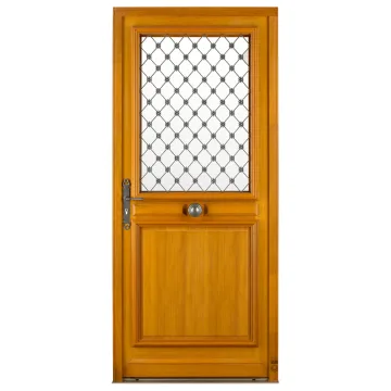 Porte d'entrée Bois Pasquet Thibaudière porte à grille moabi chêne extérieur