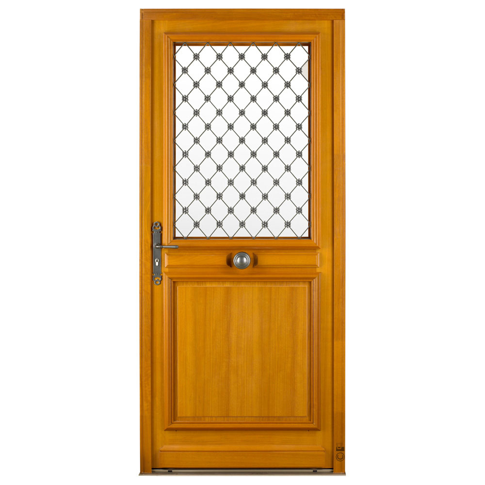 Porte d'entrée Bois Pasquet Thibaudière porte à grille moabi chêne extérieur