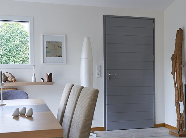 Porte d'entrée bois Pasquet Menuiseries porte d'entrée Fraction Gris 7016 - Porte entrée bois fiche vue intérieure