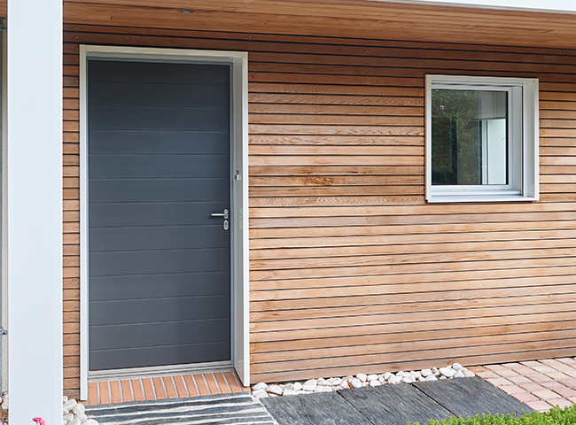 Porte d'entrée bois Pasquet Menuiseries porte d'entrée Fraction Gris 7016 - Porte entrée bois fiche