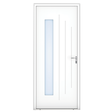 Porte d'entrée bois blanc Loaven - Pasquet Menuiseries