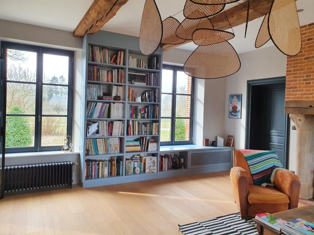 bibliotheque double fenenetre à la française pasquet menuiseries