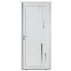 Porte d'entrée aluminium - Coriolis - Gris RAL 7035 - Insert inox