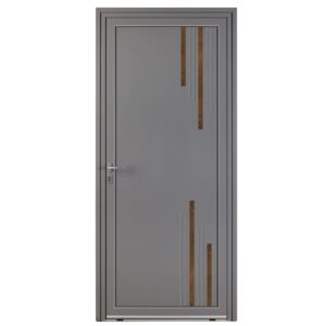 Porte d'entrée aluminium - Coriolis - Gris RAL 7037 - Insert céramique finition rouille