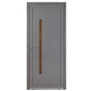 Porte d'entrée aluminium - Estival - Gris RAL 7037 - Insert céramique finition rouille