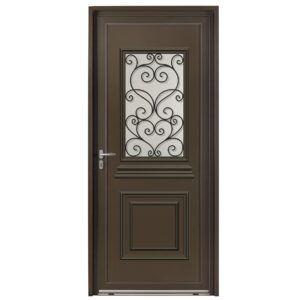 Porte d'entrée aluminium - Lizonne - Marron RAL 9011