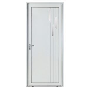 Porte d'entrée aluminium - Mirage - Gris RAL 7035 - Insert inox