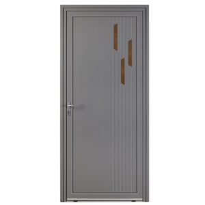 Porte d'entrée aluminium - Mirage - Gris RAL 7037 - Insert céramique finition rouille