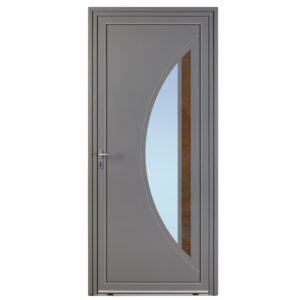 Porte d'entrée aluminium - Octa - Gris RAL 7037 - Insert céramique finition rouille