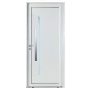 Porte d'entrée aluminium - Orage - Gris RAL 7035 - Insert inox