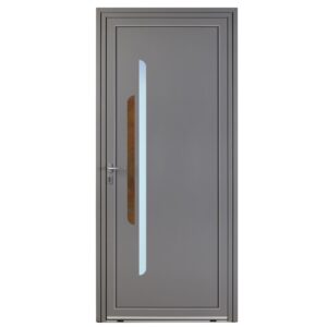Porte d'entrée aluminium - Orage - Gris RAL 7037 - Insert céramique finition rouille