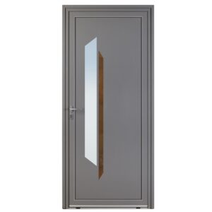 Porte d'entrée aluminium - Reflet - Gris RAL 7037 - Insert céramique finition rouille