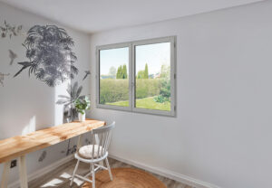 Fenetre en bois peint gris 7037