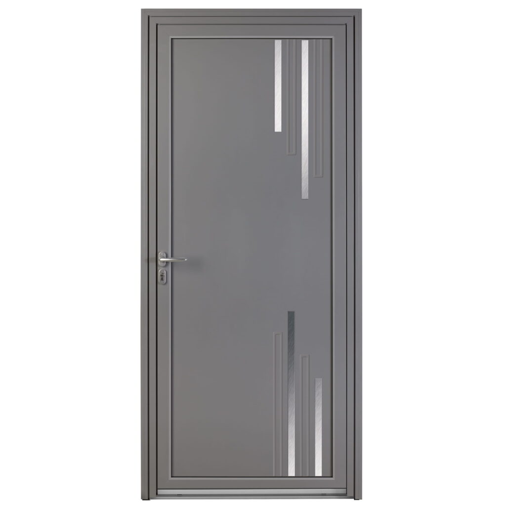 Porte-entree-mixte-bois-alu-antares-gris-7037-insert-inox