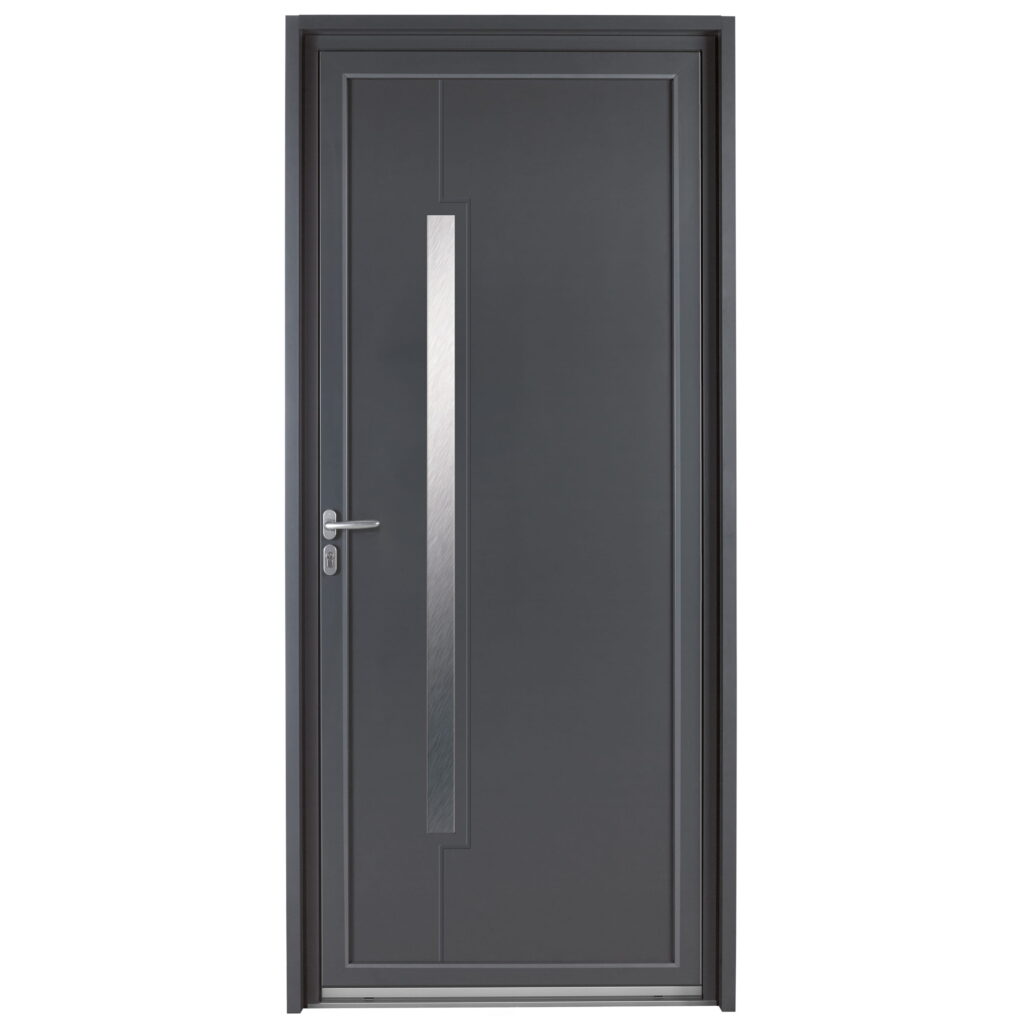 Porte-entree-mixte-bois-alu-bellatrix-gris-7016-insert-inox