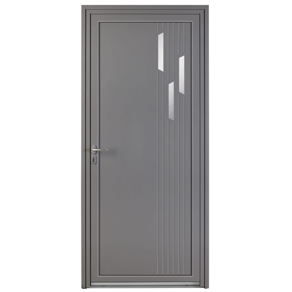 Porte-entree-mixte-bois-alu-rigel-gris-7037-insert-inox